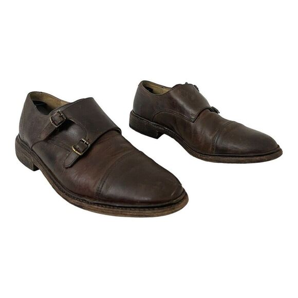 Frye Mens Size 11 James Double Monk Strap Dark Brown Leather Oxfords - Picture 1 of 8